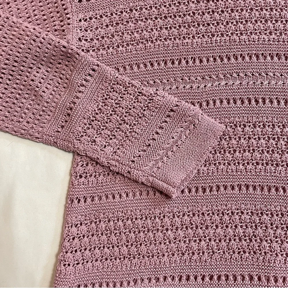 New J.Jill Dusty Rose Cotton Blend Knit Sweater Size XS
